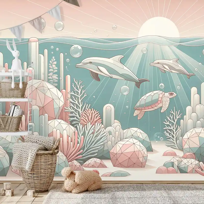 Samoprzylepna tapeta podwodny świat w pastelowych kolorach Oferta limitowana