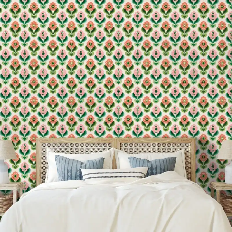 Bestseller Tapeta retro kwiatowy wzór w pastelowych tonach