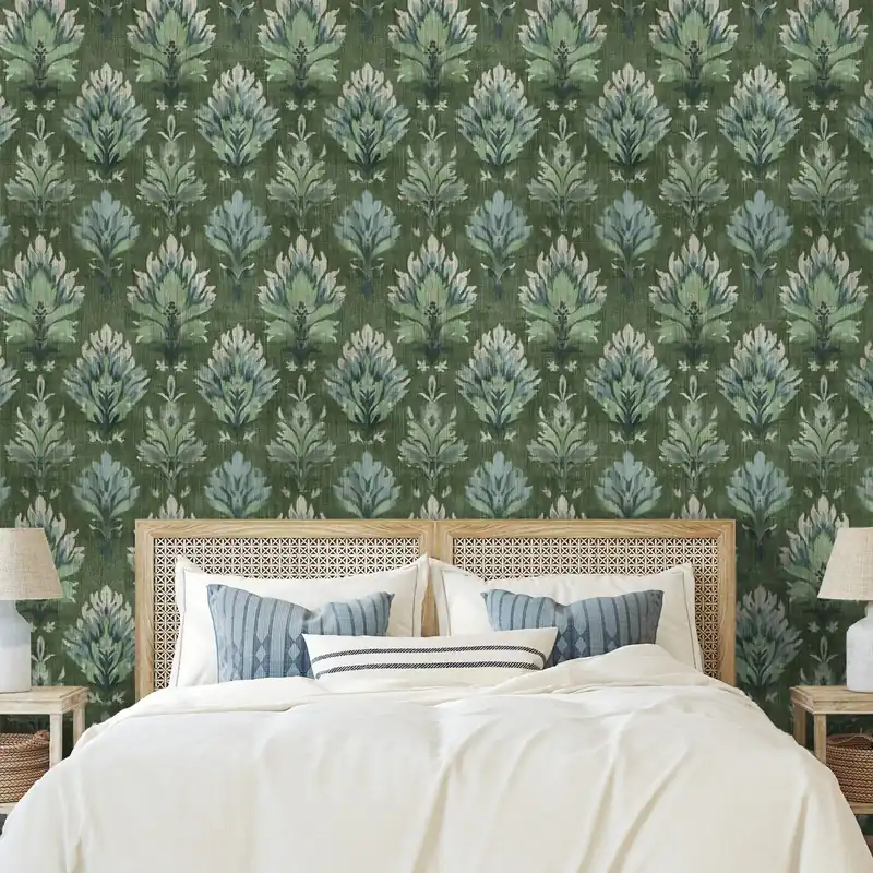 Zamów dziś Tapeta zielone vintage roślinne ornamenty