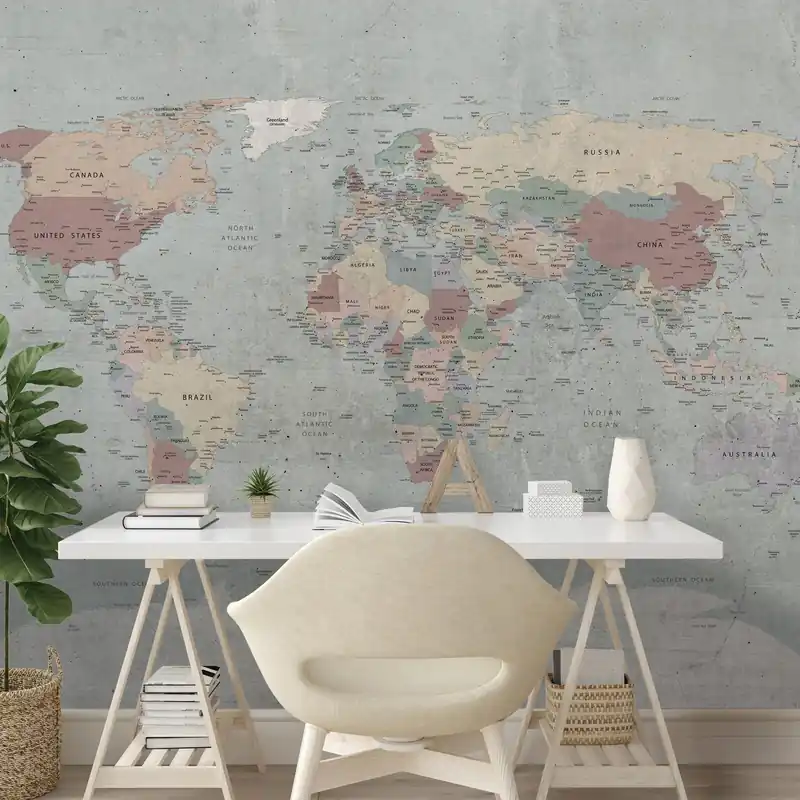 Samoprzylepna tapeta vintage mapa świata Zniżka