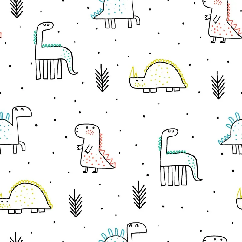 Nowość Tapeta Dinozaury Kropki Rośliny Do Pokoju Chłopca Flizelina 53x1000