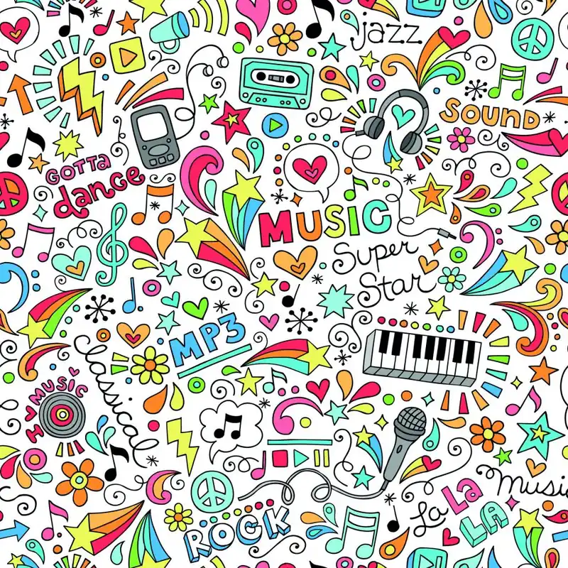 Tapeta Dla Dzieci - Kolorowy Wzór Muzyka Flizelina 53x1000 Oferta limitowana