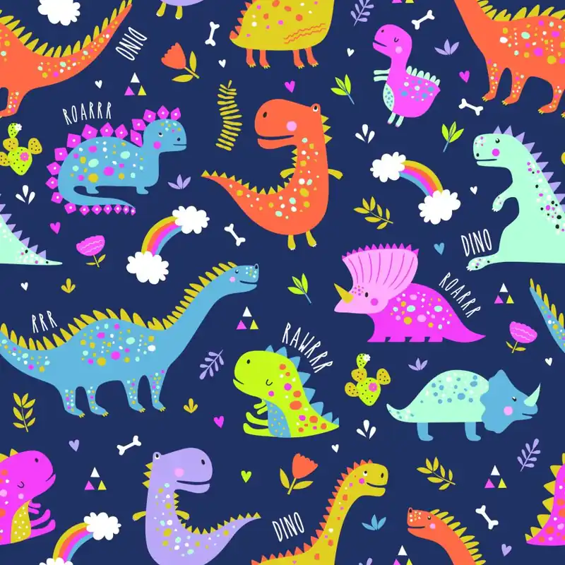 Kup online Tapeta Dinozaury Kaktusy Tęcza, Do Pokoju Dziecka Flizelina 53x1000