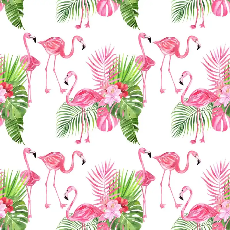 Tapeta Do Salonu, Flamingi, Kwiaty, Zieleń Flizelina 53x1000 Oferta limitowana