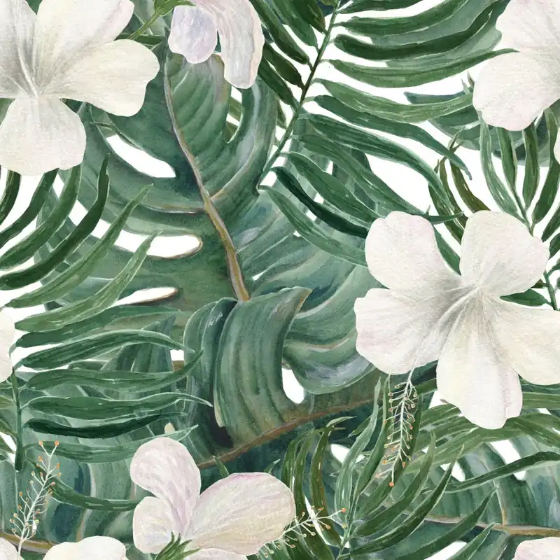 Tapeta Liście Palmowe Z Hibiskusem Flizelina 53x1000 Bezpieczne zakupy