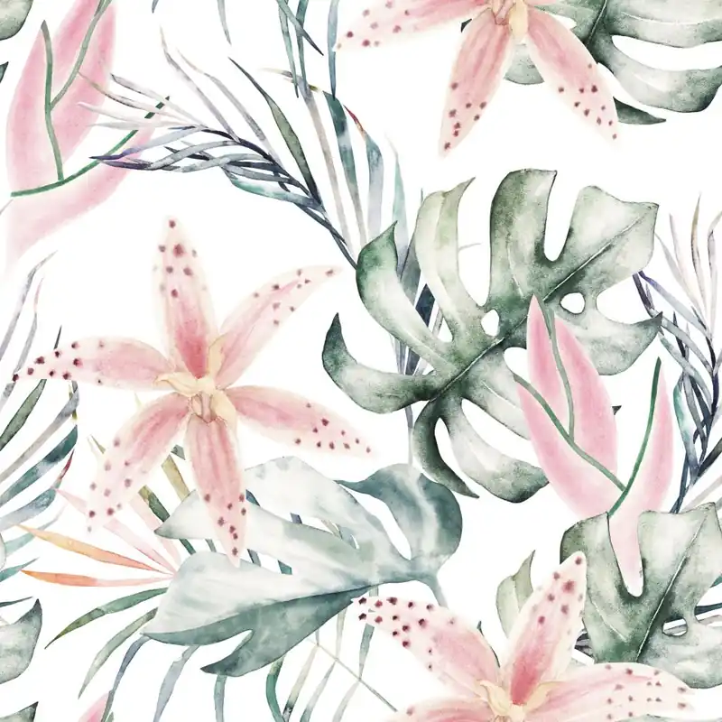 Tapeta Tropikalne Orchidee Z Liśćmi Flizelina 53x1000 Nowość