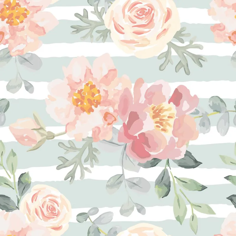 Tapeta Kwiaty - Pastelowe Róże I Peonie Flizelina 53x1000 Wysoka jakość