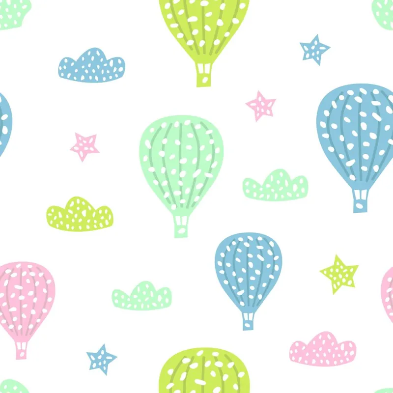 Dostępne od ręki Tapeta Dla Dzieci - Kolorowe Balony , Chmurki Flizelina 53x1000