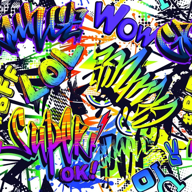 Ekspresowa dostawa Tapeta Kolorowe Napisy Graffiti Flizelina 53x1000