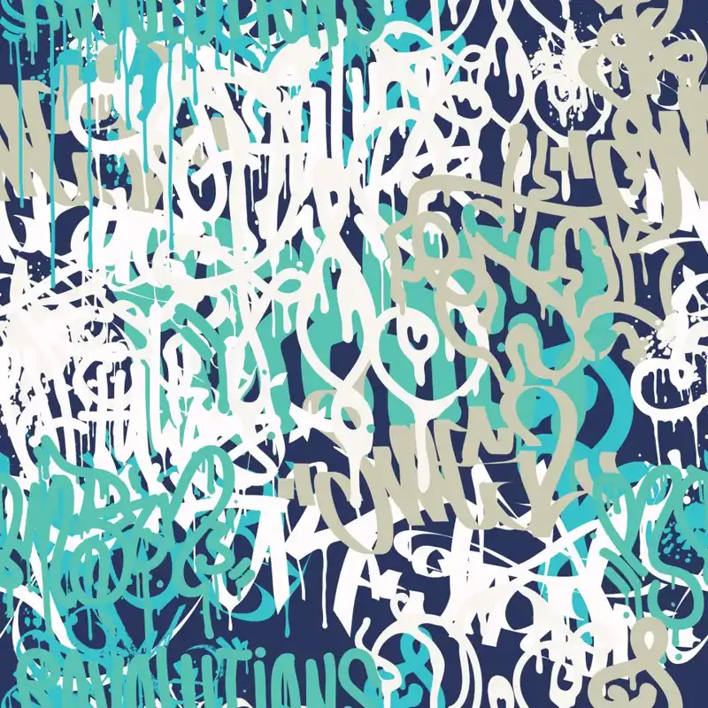 Tapeta Graffiti W Odcieniach Niebieskiego Flizelina 53x1000 Tylko do końca tygodnia