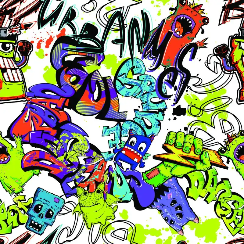 Tapeta Graffiti Z Kolorowymi Potworami Flizelina 53x1000 Szybka dostawa