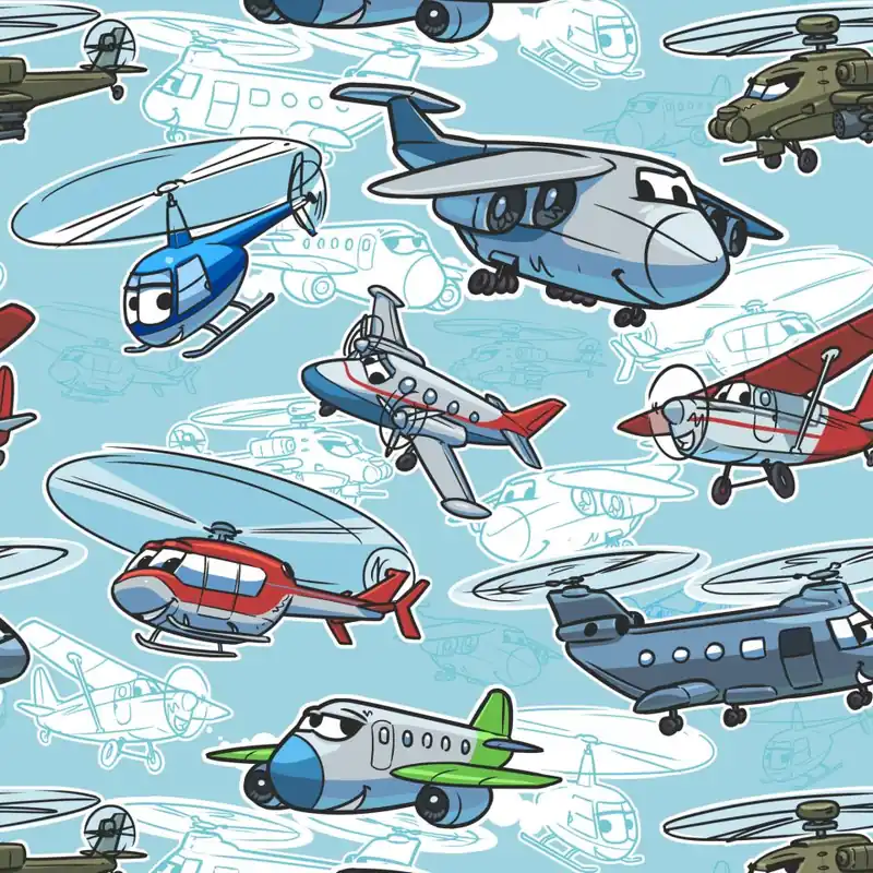 Wyprzedaż Tapeta Bajkowe Samoloty I Helikoptery Flizelina 53x1000