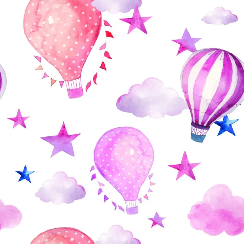 Wyprzedaż Tapeta W Balony, Gwiazdy, Chmury Pokój Dziecięcy Flizelina 53x1000