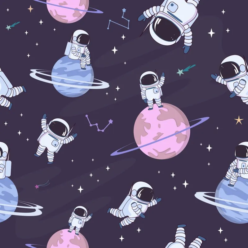 Promocja Tapeta Dla Dzieci - Kosmonauci Wśród Gwiazd I Planet Flizelina 53x1000