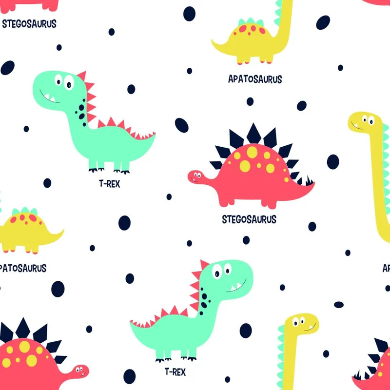 Zniżka Tapeta Do Pokoju Dziecka Kolorowe Dinozaury Kropki Flizelina 53x1000