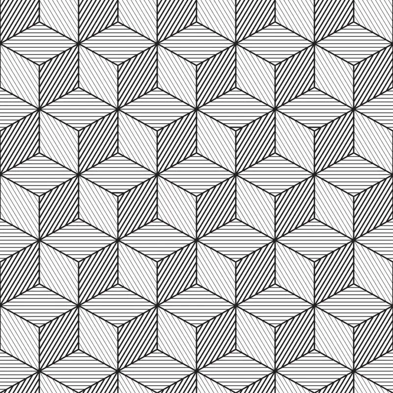 Premium Tapeta Geometryczna-Czarno-Białe Sześciany Flizelina 53x1000