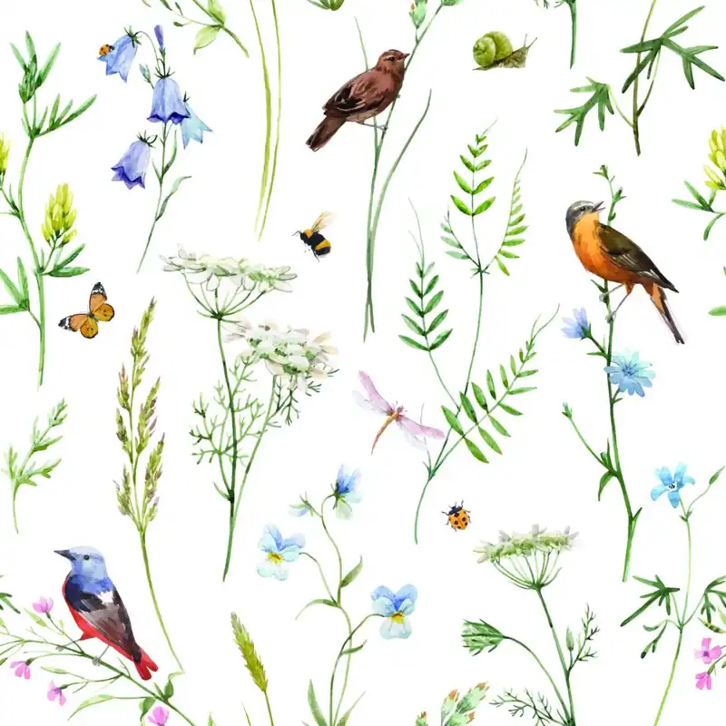 Oferta czasowa Tapeta Do Salonu Ptaki Kwiaty Liście Natura Motyle Flizelina 53x1000
