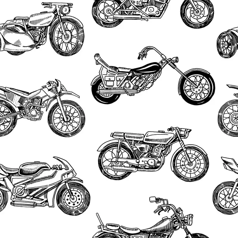 Tapeta Czarno-Białe Rysowane Motocykle Flizelina 53x1000 Promocja