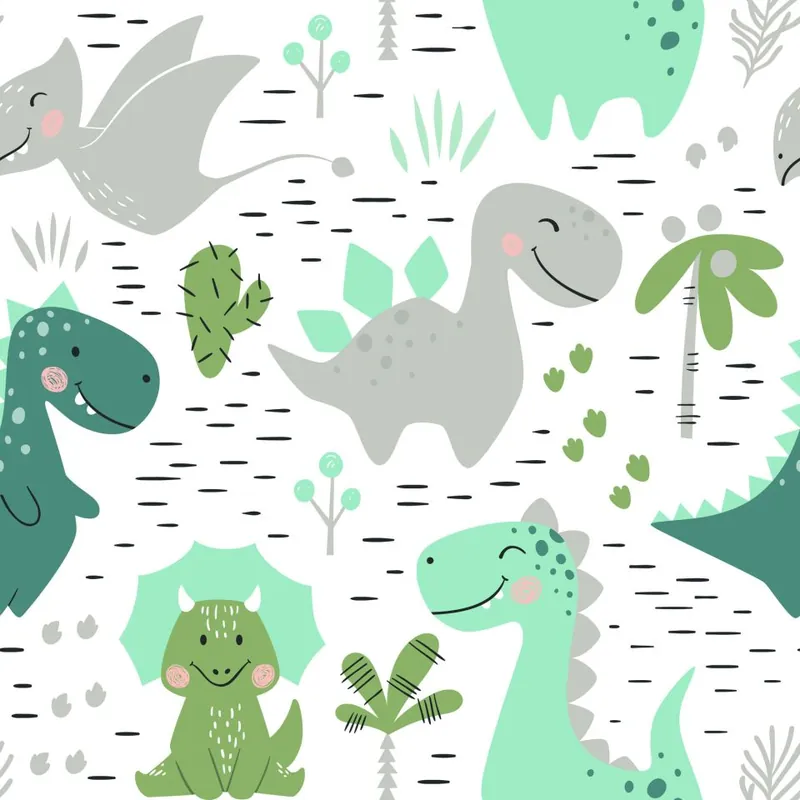 Wyprzedaż Tapeta Do Pokoju Dziecka Dinozaury Kaktusy Flizelina 53x1000