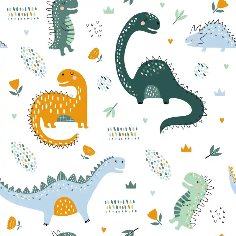 Tapeta Do Pokoju Dziecka Dinozaury, Liście, Kwiaty Flizelina 53x1000 Kup online