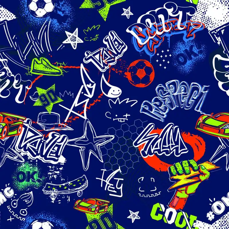 Tylko do końca tygodnia Tapeta Dla Chłopca Graffiti Samochody Piłka Nożna Flizelina 53x1000