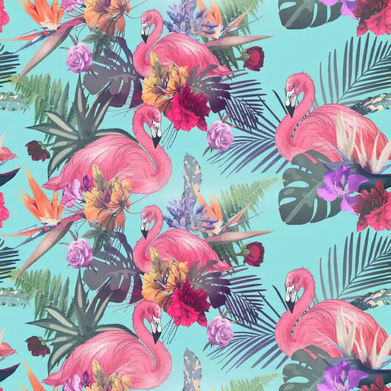Tapeta Flamingi, Kwiaty, Liście, Natura, Sypialnia Flizelina 53x1000 Dostępne od ręki