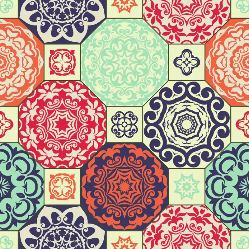 Dodaj do koszyka Tapeta Kolorowe Ornamenty W Stylu Retro Flizelina 53x1000