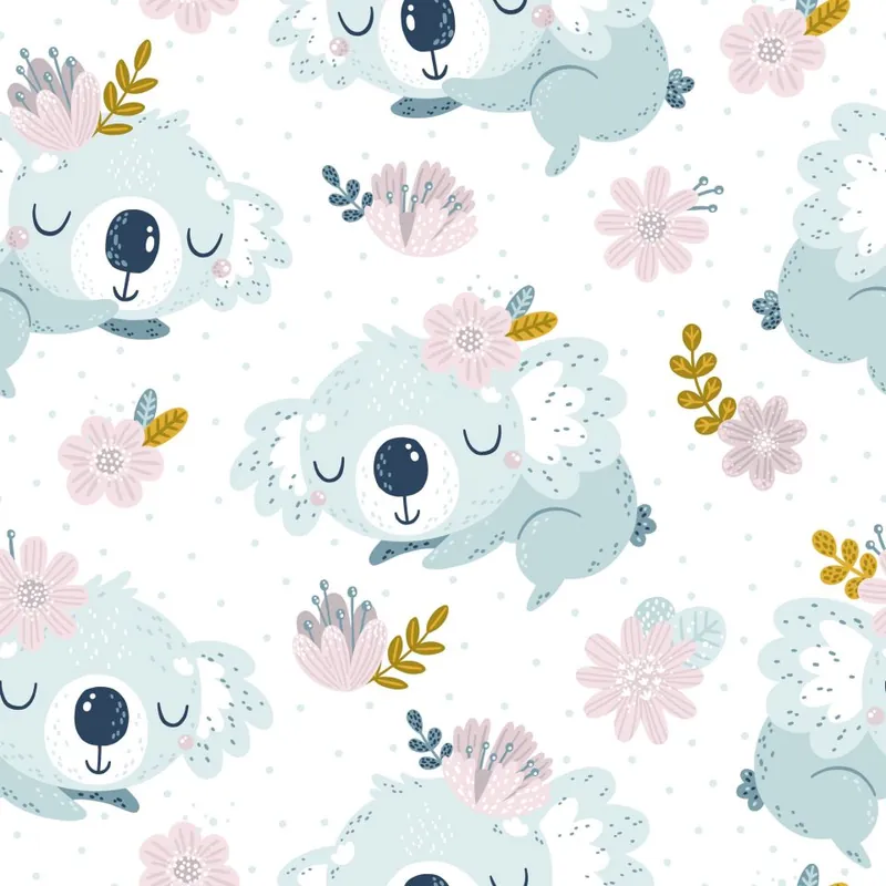 Tani Tapeta Misie Koala Kwiaty Flizelina 53x1000