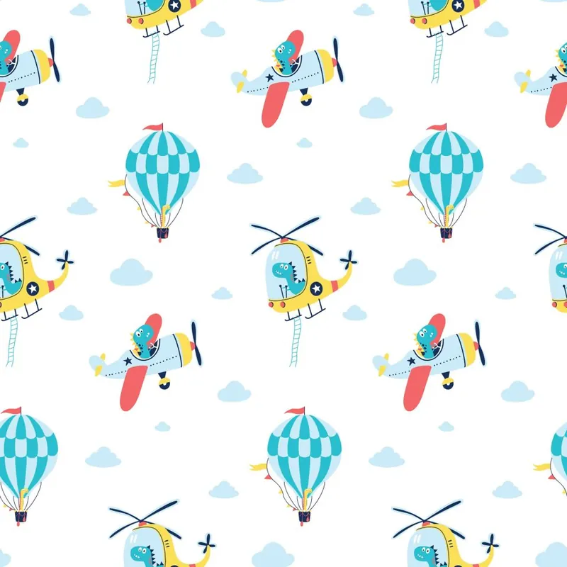 Tapeta Kolorowe Balony, Samoloty, Pokój Dziecięcy Flizelina 53x1000 Ostatnie sztuki