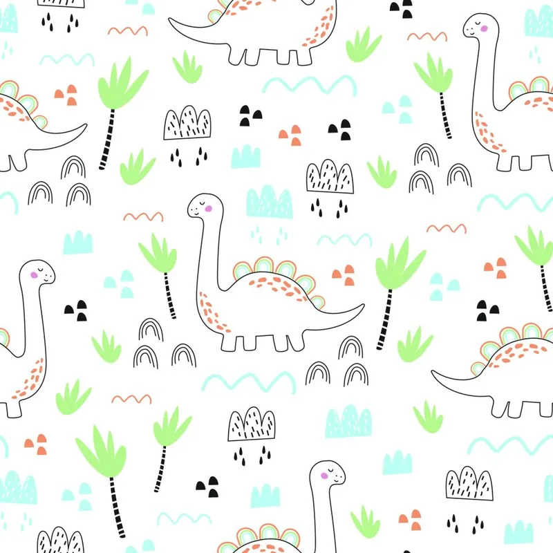 Tapeta Dla Dzieci, Dinozaury Chmury Drzewa Zieleń Flizelina 53x1000 Oferta