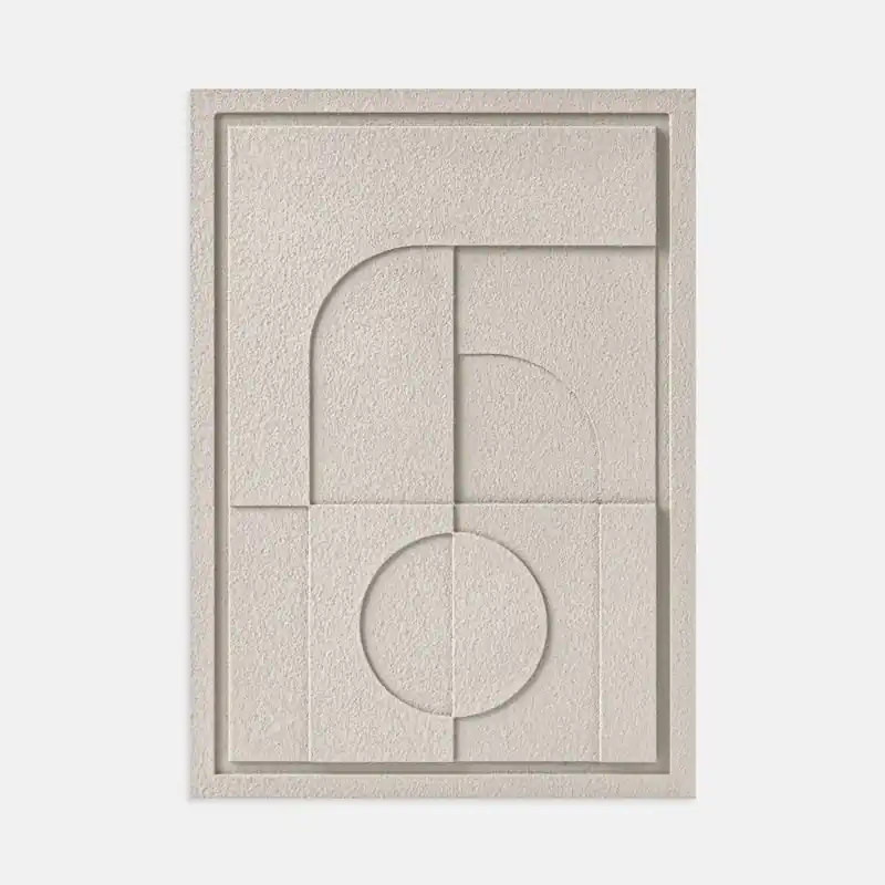 Nowoczesny obraz strukturalny - 50 x 2 x 70 cm - GEOMETRIC V - Natural Cream - Murso Nowość