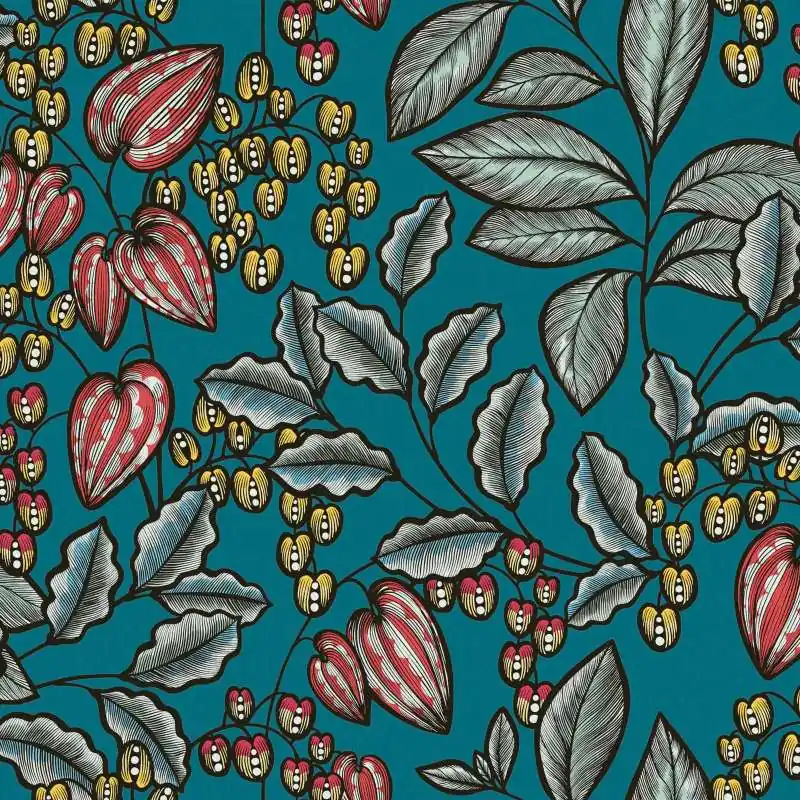 Tapeta 37754-2 Floral Impression AS Creation kwiatowa i liście w stylu nowoczesnym art style - niebieski, żółty, czerwony Najlepsza cena