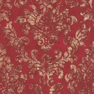 Bestseller Tapeta 37413-1 Neue Bude 2.0 AS Creation barokowa z ornamentami w postarzanym stylu - czerwień, złoto