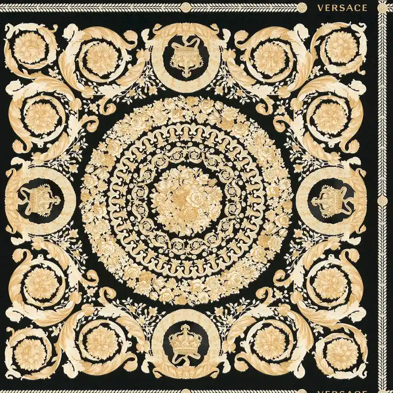 Okazja Tapeta 37055-3 Versace 4 AS Creation kwiatowy ornament motyw koron i róż - czerń, złoto, krem