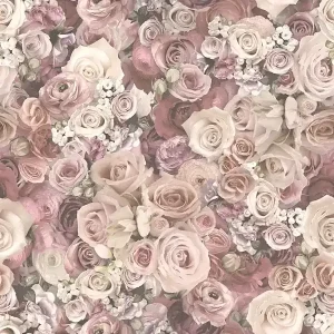 Tapeta URBAN FLOWERS 32722-2 motyw róż w odcieniach różu 3D - krem Ekspresowa dostawa