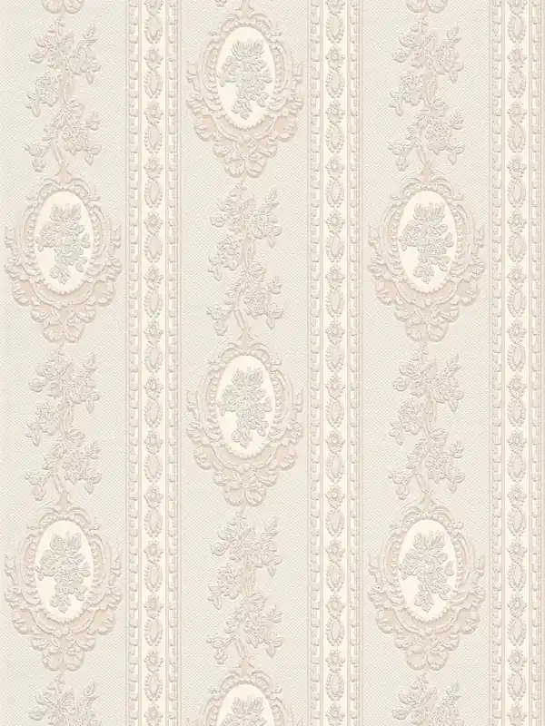 Tapeta 1861-33 Belle Epoque AS Creation ornament z elementami kwiatowymi, paskami - beż, krem, brokat Oferta