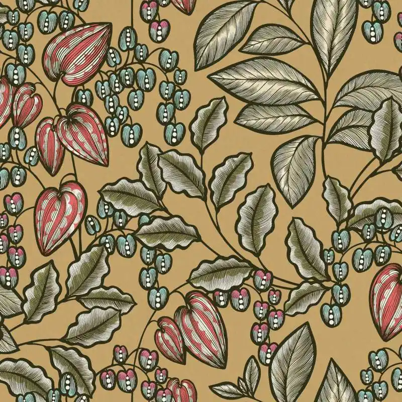 Tapeta 37754-4 Floral Impression AS Creation kwiatowa nowoczesny wzór liści w stylu skandynawskim - żółty, zielony, niebieski Darmowa dostawa
