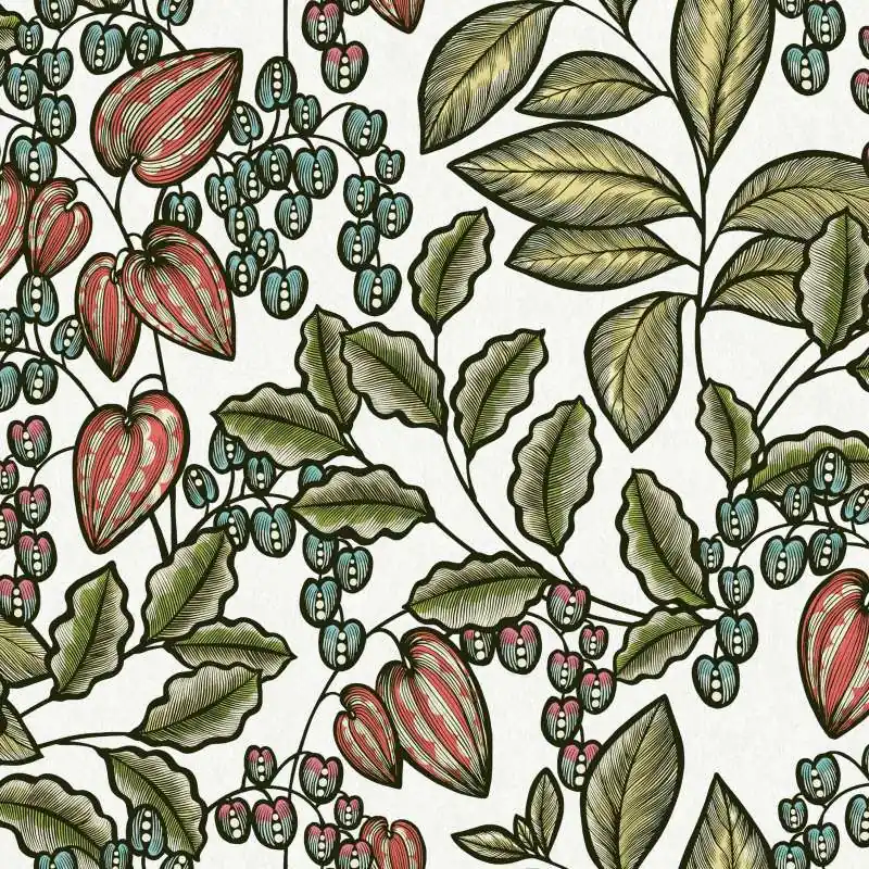 Tapeta 37754-5 Floral Impression AS Creation kwiatowy wzór w stylu skandynawskim - kolorowy, zielony, biały Wyjątkowa oferta