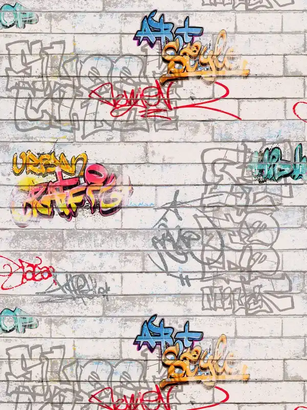 Oferta Tapeta 93561-1 Boys & Girls 6 AS Creation Motyw kolorowe graffiti na białym murze