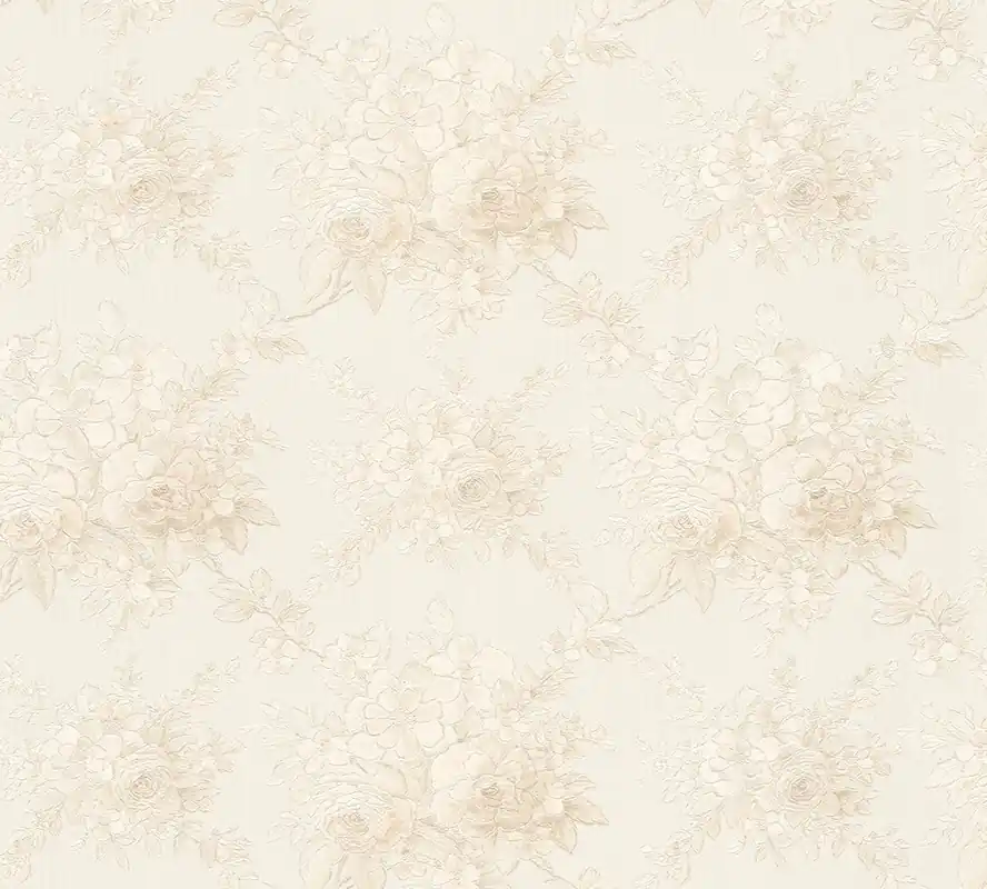 Tapeta 34508-5 Chateau 5 AS Creation flizelinowa róże z efektem metalicznego połysku - krem OUTLET 5 rol Najlepsza cena