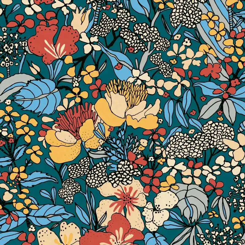 Hit cenowy Tapeta 37756-4 Floral Impression AS Creation flizelinowa retro z motywem kwiatowym lata 70. - kolorowa, niebieska, pomarańczowa
