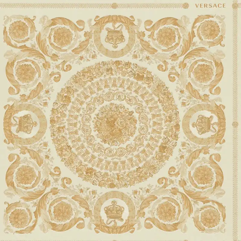 Wysoka jakość Tapeta 37055-2 Versace 4 AS Creation kwiatowy ornament motyw koron i róż - złota, biała, kremowa Outlet 2 rolki