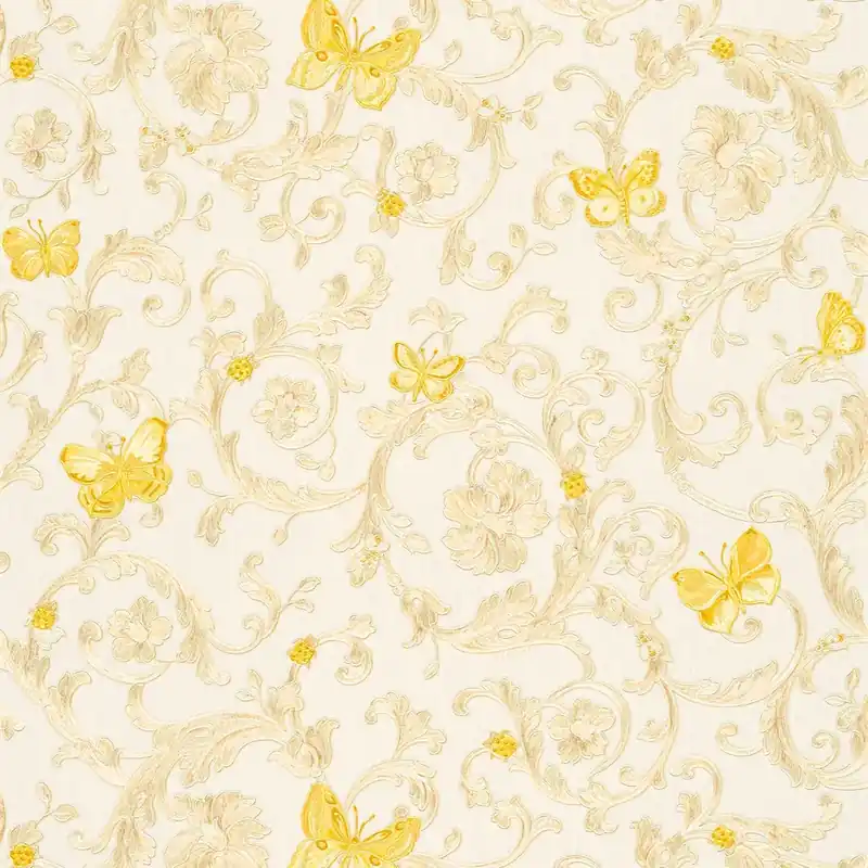 Szybka dostawa Tapeta 34325-1 Versace 3 AS Creation flizelinowa ze złotym wzorem i motylami – creme, gol