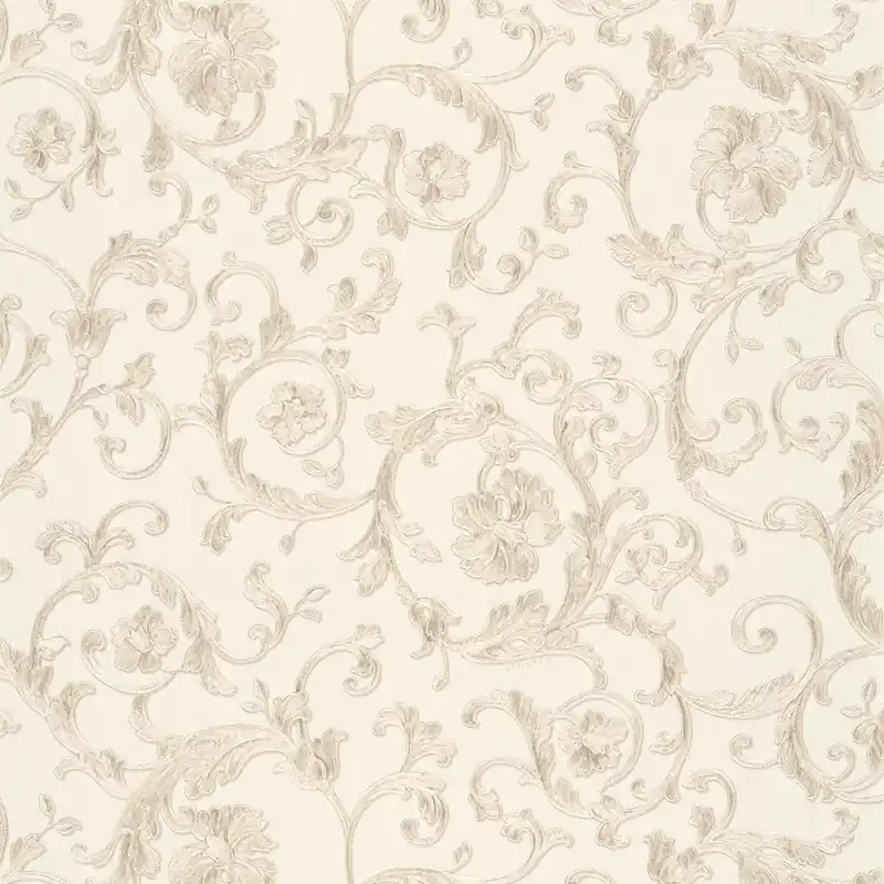 Tapeta 34326-3 Versace 3 AS Creation z metalicznymi pnączami i kwiatami - kremowa Tylko do końca tygodnia