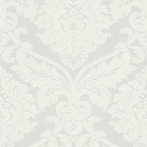 Tapeta ścienna 5543-38 AS Flock 4 biały ornament, barokowa 3D z kwiatowym ornamentem - metaliczna biel Dostępne od ręki