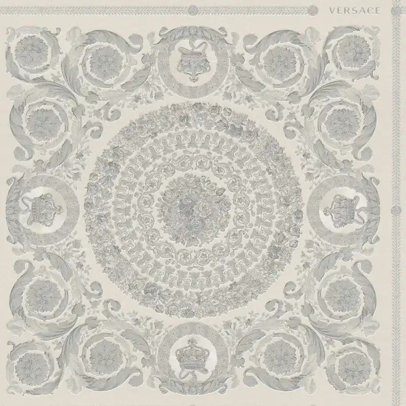 Nowy Tapeta 37055-5 Versace 4 AS Creation kwiatowy ornament motyw koron i róż - srebrna, szara