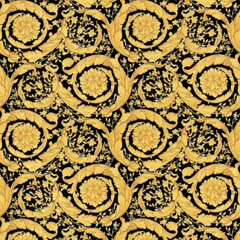 Niska cena Tapeta 93583-4 Versace 4 AS Creation ornament z ozdobnymi kwiatami - złota, czarna