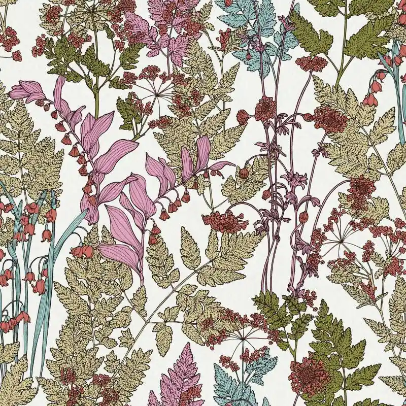 Tapeta 37751-3 Floral Impression AS Creation liście i kwiaty w nowoczesnym stylu botanicznym - kolorowe, zielone, niebieskie Wyprzedaż