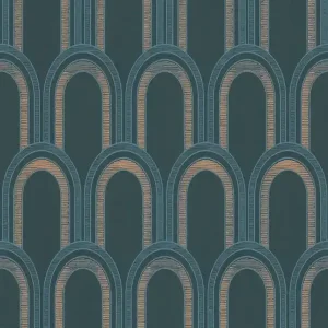 Wybór klientów Tapeta 39176-3 Architects Paper Arcade tapeta z wzorem łukowym i efektem połysku – benzyna, niebieski, złoty