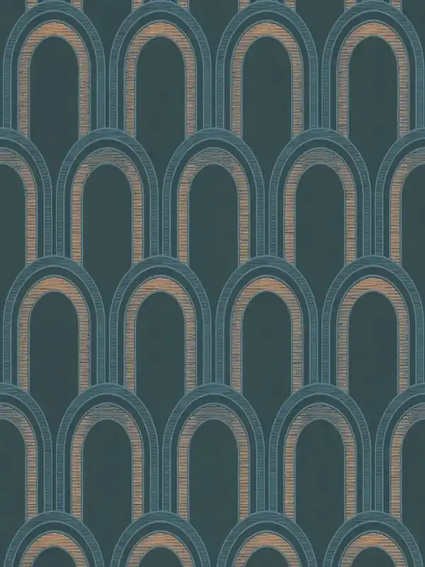 Wybór klientów Tapeta 39176-3 Architects Paper Arcade tapeta z wzorem łukowym i efektem połysku – benzyna, niebieski, złoty